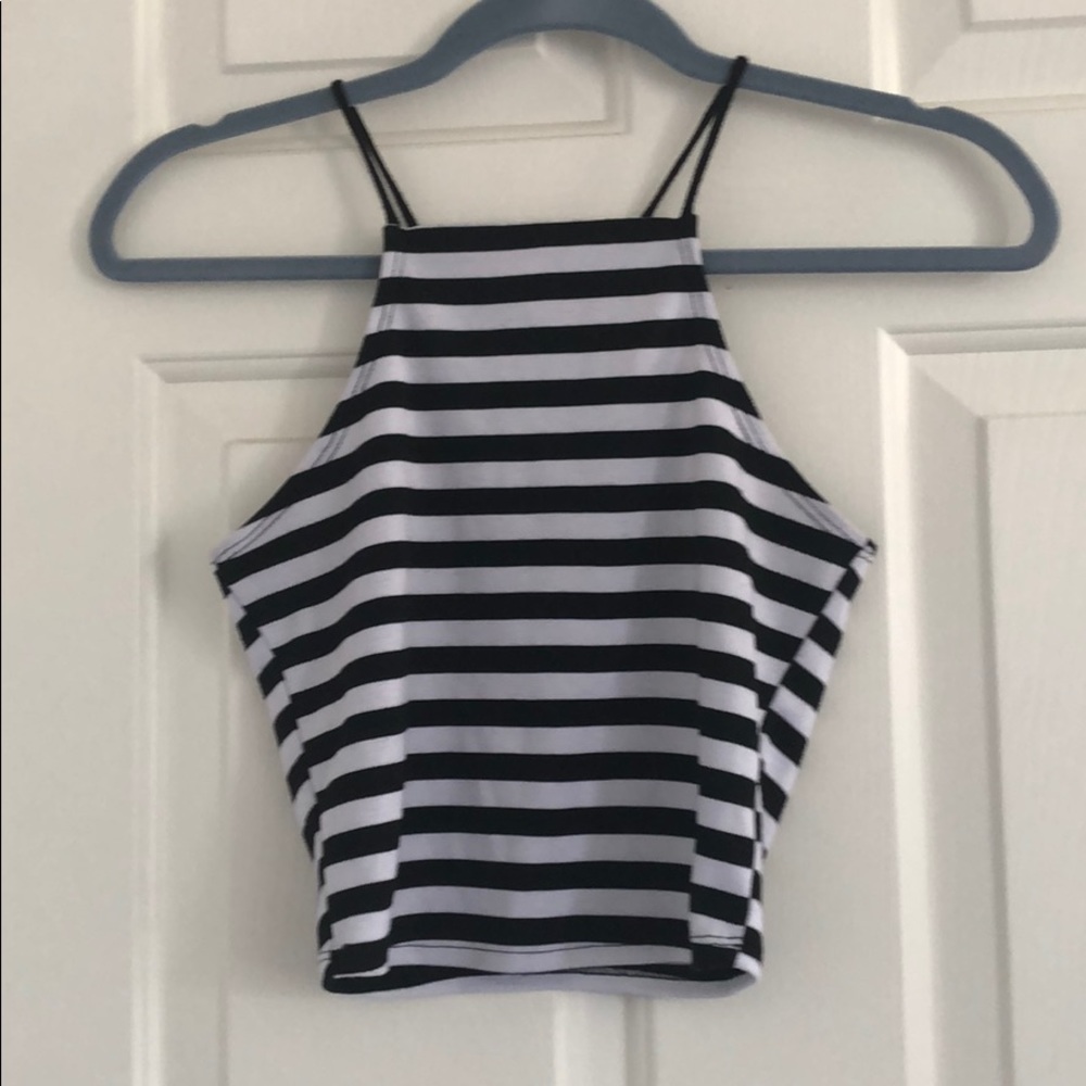 Charlotte Russe Striped Halter Crop Top
